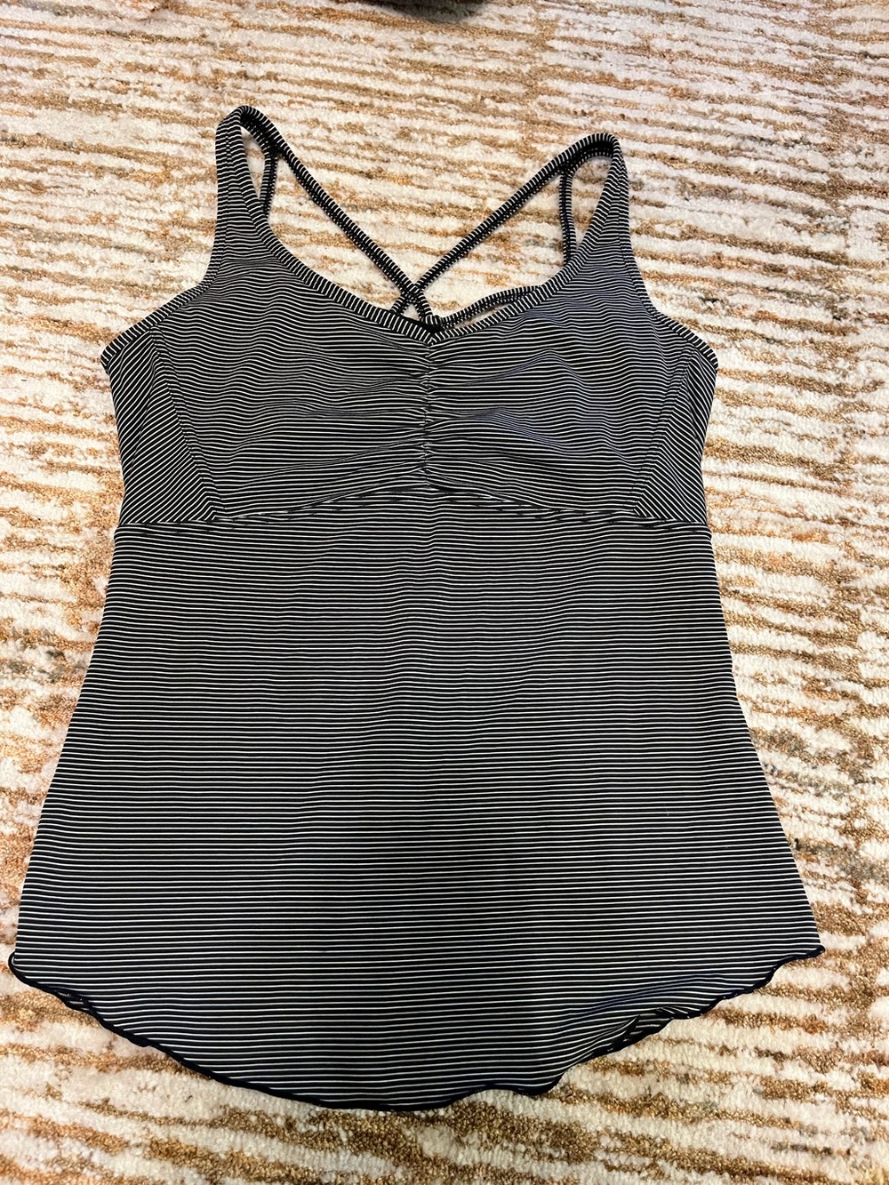 Prank Striped Active Tank with Built In Shelf Bra